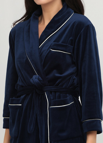Халат женский велюровый с кантом Темно-Синий Maybel (257894311)