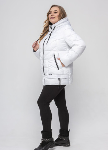 Біла демісезонна жіноча куртка осіння великого розміру куртка-піджак SK