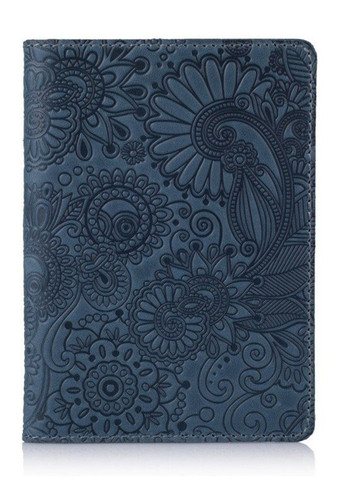 Шкіряна обкладинка на паспорт HiArt PC-01 Mehendi Art синя Синій Hi Art (268371735)
