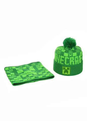 Детский зимний комплект шапка с помпоном + снуд Майнкрафт/ Minecraft No Brand шапка с помпоном на флисе (270965919)