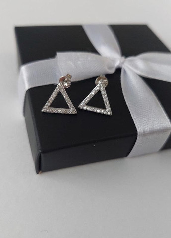 Сережки цвяшки в формі трикутника з камінням MK1159 сріблястий DeKolie (263777836)