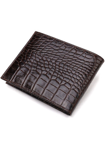 Вместительное мужское портмоне из натуральной кожи с тиснением под крокодила 21870 Коричневый Canpellini (259873947)