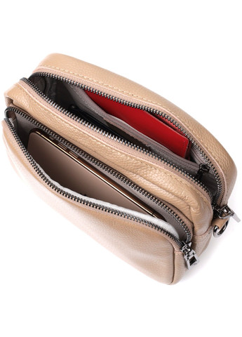 Женская сумка кросс-боди из натуральной кожи 22293 Бежевая Vintage (276457554)