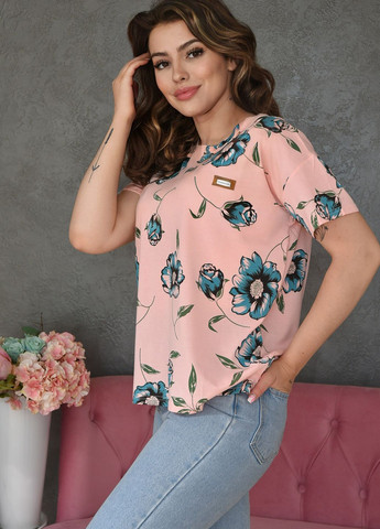 Розовая летняя футболка женская розового цвета размер 2 xl Let's Shop