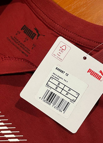 Темно-красная футболка Puma Mens Graphic T-Shirt Red Dahlia