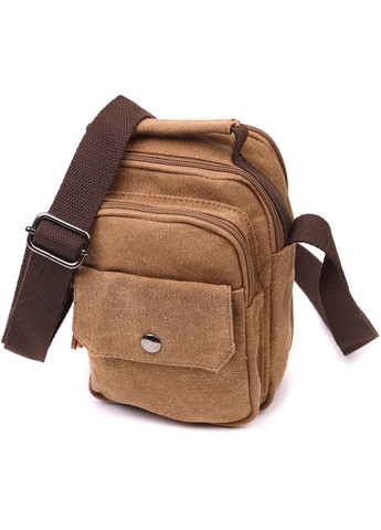 Практичная небольшая мужская сумка из плотного текстиля 22220 Коричневый Vintage (267932200)