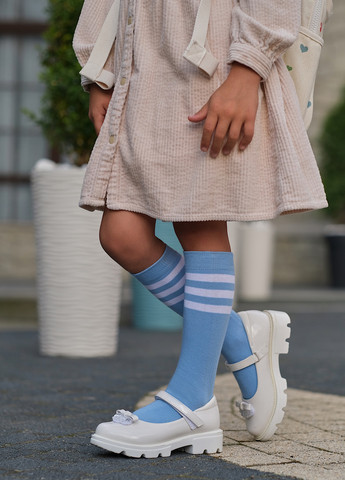 Гольфы детские голубые с белыми полосками Mo Ko Ko Socks (261030912)