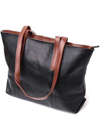 Вместительная сумка для женщин из натуральной кожи 22281 Черная Vintage (276457606)