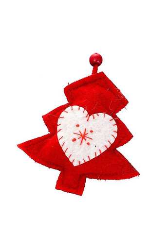 Новорічна іграшка «Ялинка з сердечком» колір червоний ЦБ-00207218 No Brand (265390879)