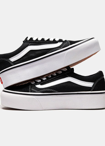 Черные всесезонные кроссовки унисекс, вьетнам Vans Old Skool Black/White Platform