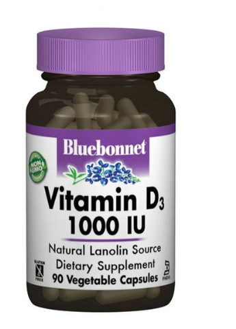 Vitamin D3 1000IU 90 Veg Caps Bluebonnet Nutrition (256724444)