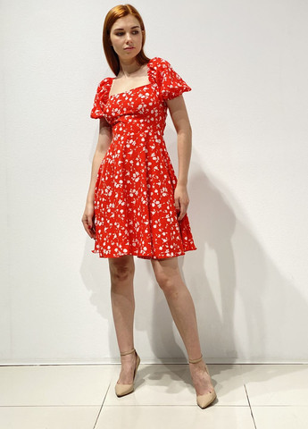 Червона повсякденний плаття CHICLY з квітковим принтом