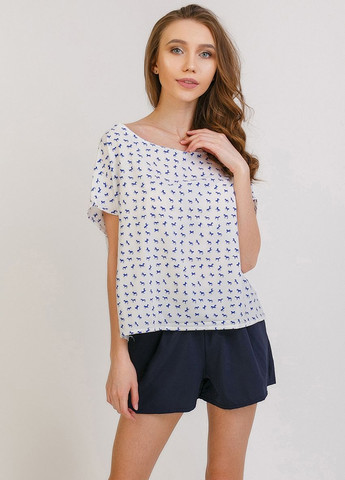 Біла літня ніжна та стильна блуза у принт INNOE Блуза-футболка