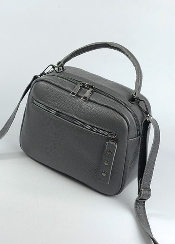 Сумка жіноча сіра маленька із натуральної шкіри з ручкою Serebro (266423754)