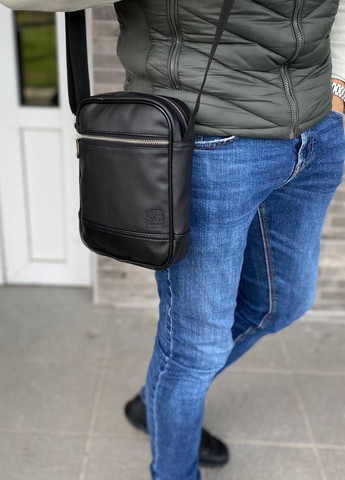 Чоловіча класична чорна сумки барсетка через плече Modern black No Brand (258260630)