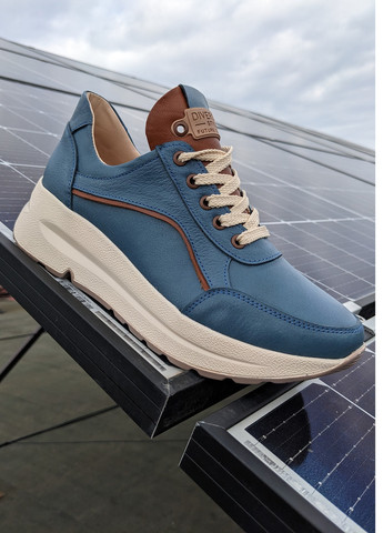 Синій осінні стильні шкіряні кросівки в синьому кольорі на шнурках INNOE Кроссовки
