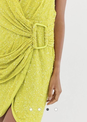 Салатова сукня міні з драпіруванням та паєтками Asos