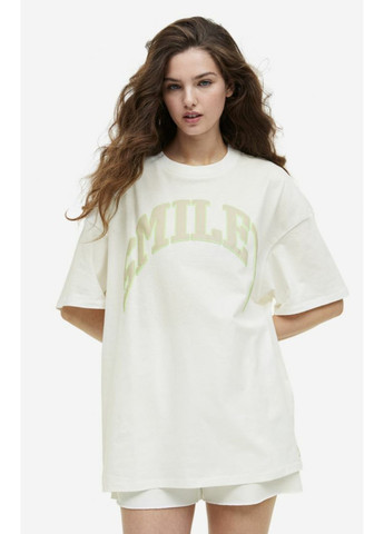 Біла літня жіноча футболка оверсайз н&м (55890) xs біла H&M