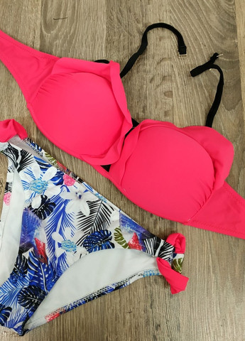 Красный летний купальник лиф с оборками плавки с цветами женский раздельный стильный красивый раздельный No Brand 6387