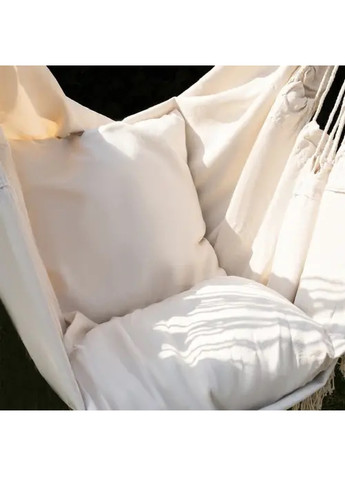 Підвісне крісло гамак бразильська гойдалка з подушками для будинку саду тераси вулиці 130 х 90 см (475187-Prob) Бежеве Unbranded (262982454)