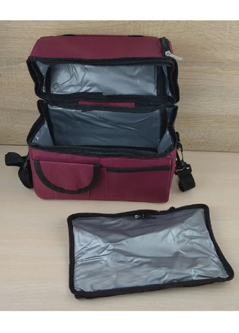 Термосумка термоизоляционная сумка компактная вместительная на молнии два термоотдела 25х24х16 см (475103-Prob) Бордовая Unbranded (262083033)