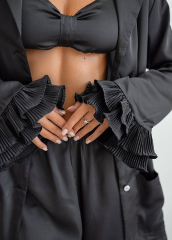 Чорна жіночий піжамний костюм трійка колір чорний р.l/xl 442582 New Trend