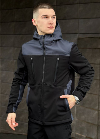 Чорна демісезонна куртка setup чорно-сірий Pobedov