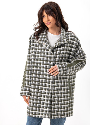 Серо-зеленое демисезонное Пальто Лайла серо-зеленые (жуки) Emass