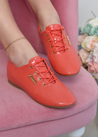 Туфлі жіночі коралового кольору на шнурівці Let's Shop (259316774)