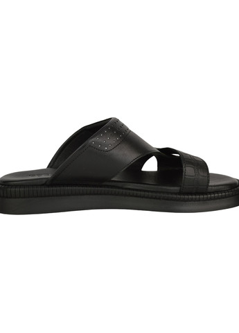 Черные повседневные шлепанцы мужские олива кожа Pandew