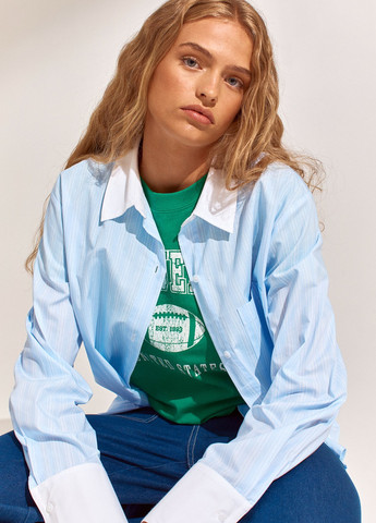 Светло-голубой кэжуал рубашка в полоску H&M