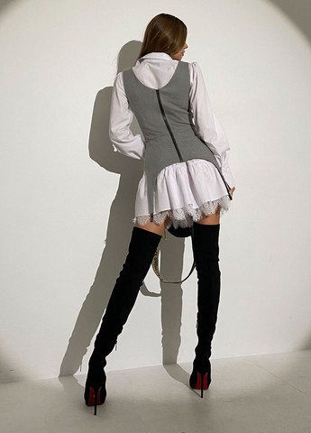 Стильный корсет серого цвета из качественной шерсти Jadone Fashion (257825536)