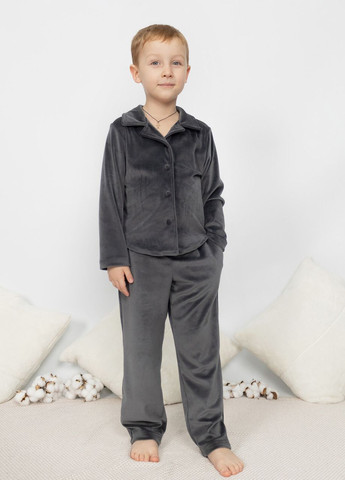 Графітова піжама дитяча домашня велюрова сорочка зі штанами графіт Maybel