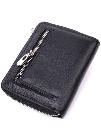 Жіночий шкіряний гаманець на блискавці з металевим логотипом виробника 19483 Чорний st leather (277980493)