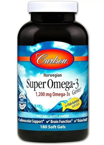Super Omega-3 Gems 1200 mg 180 Fish Softgels Carlson Labs (257079408)