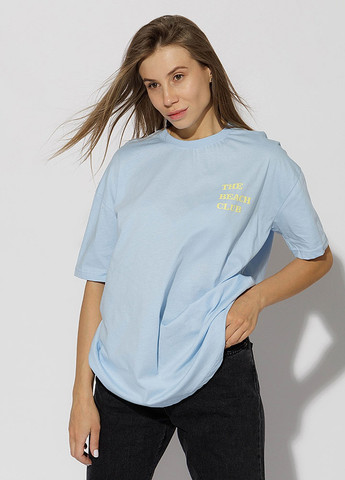 Голубая летняя женская футболка регуляр цвет голубой цб-00218988 Madmext