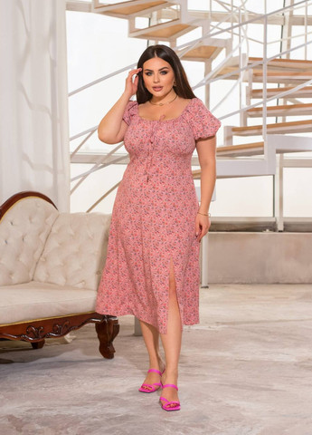 Розовое женское платье цвет фрез р.50/52 432038 New Trend