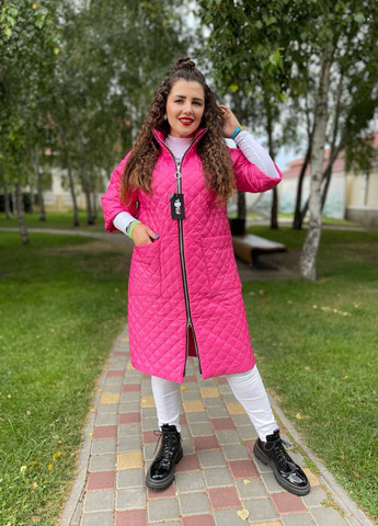 Рожева жіноча куртка-пальто із плащової тканини малинового кольору р.50 406338 New Trend