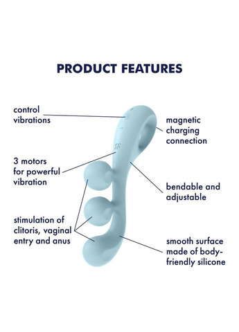 Універсальний вібратор Tri Ball 2, 3 мотори, гнеться Satisfyer (274376974)