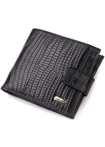 Оригінальний фактурний гаманець горизонтального формату з натуральної шкіри з тисненням 21771 Чорний Canpellini (259874140)