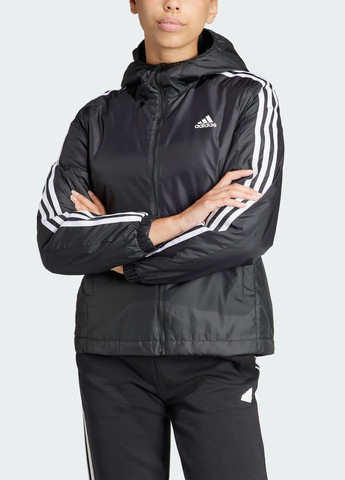 Черная демисезонная куртка essentials 3-stripes insulated adidas