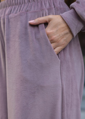 Жіночий костюм з велюру кофта на змійці з капюшоном та штани-палаццо Мокко Maybel (263933741)