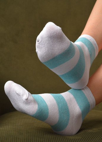 Шкарпетки жіночі демісезонні біло-бірюзового кольору розмір 36-40 Let's Shop (277983293)