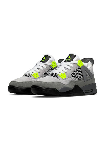 Серые демисезонные кроссовки мужские, китай Nike Air Jordan 4 Retro Suede Gray Green Black