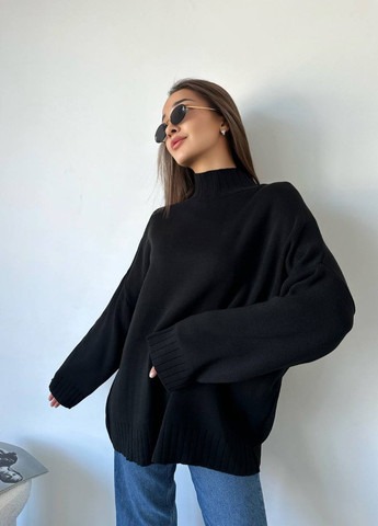 Черный женский свитер шерсть No Brand