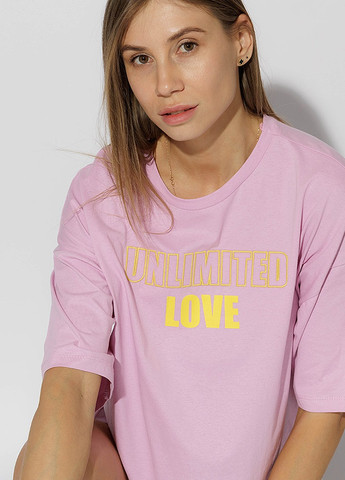 Бузкова літня жіноча футболка регуляр колір бузковий цб-00219210 Aden