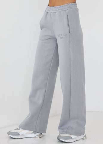 Утепленные трикотажные штаны с карманами - серый Lurex (267084694)