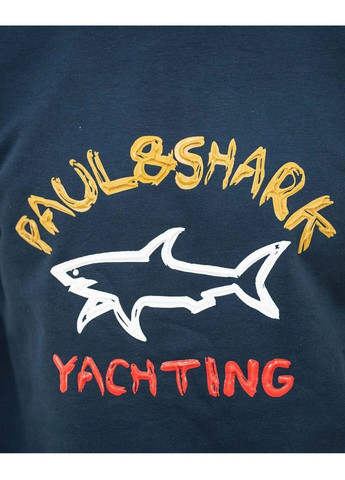 Свитшот мужской Paul & Shark - Прямой крой логотип темно-синий кэжуал хлопок органический - (264660563)