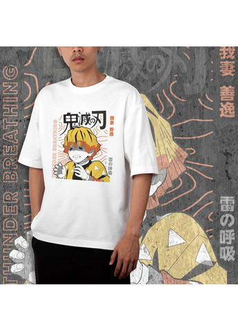 Белая футболка c принтом клинок рассекающий демонов - зеницу we No Brand