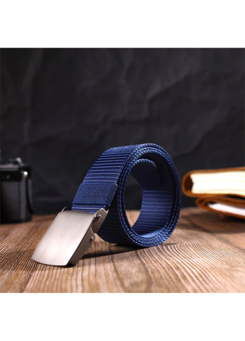 Надійний чоловічий ремінь із металевою пряжкою з текстилю 20596 Синій Vintage (260359837)